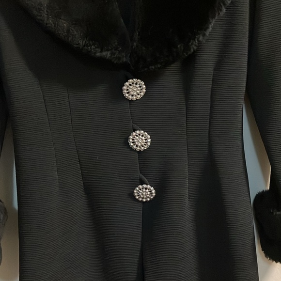 Joseph Ribkoff faux fur trim tailored cardigan blazer size US 10 - Picture 4 of 10